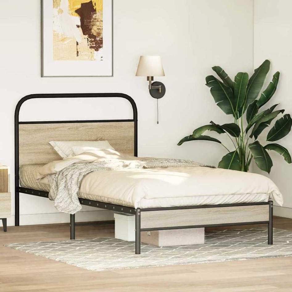 Estructura de cama sin colchón 90x190 cm madera roble
