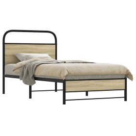Estructura de cama sin colchón 75x190 cm madera roble