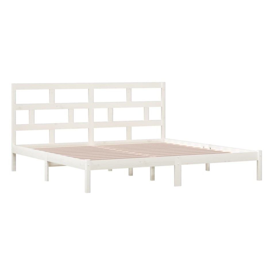 Estructura de cama madera maciza de pino blanco 200x200