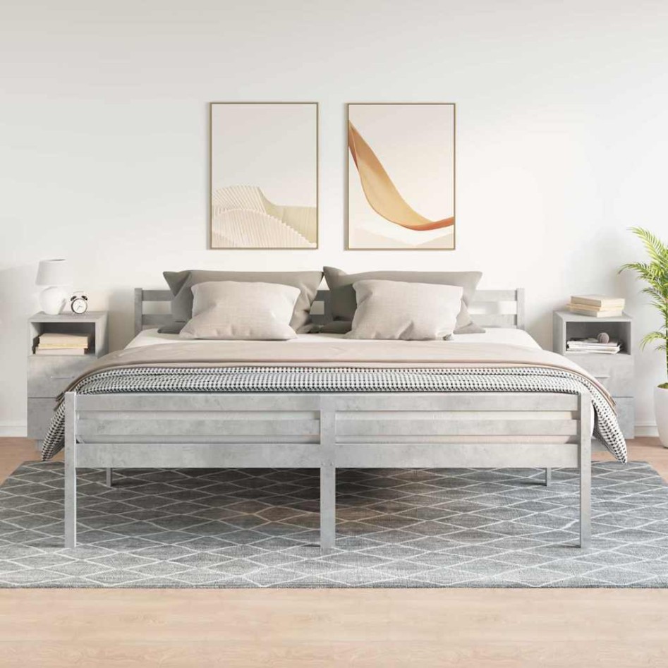 Mesillas de noche 2 uds con 2 cajones gris cemento 36x36x68