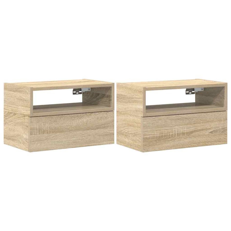 Mesitas de noche de pared 2 unidades roble sonoma 45x26x28,5