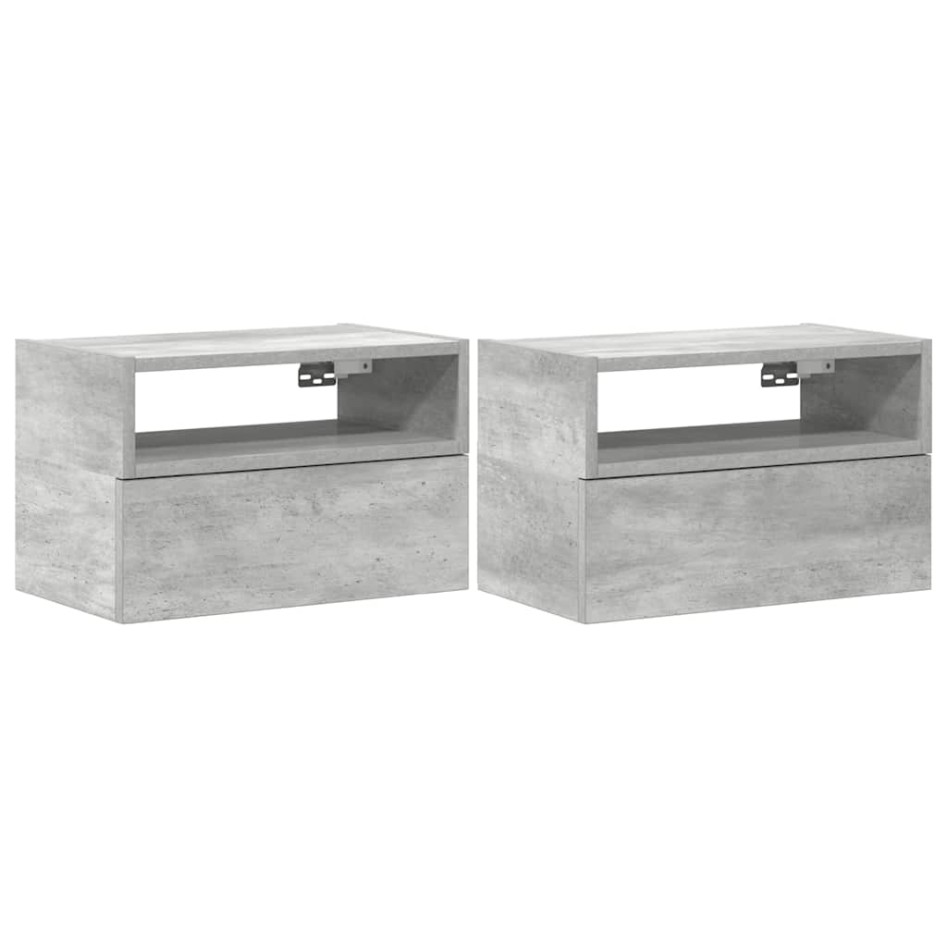 Mesitas de noche de pared 2 uds gris hormigón 45x26x28,5