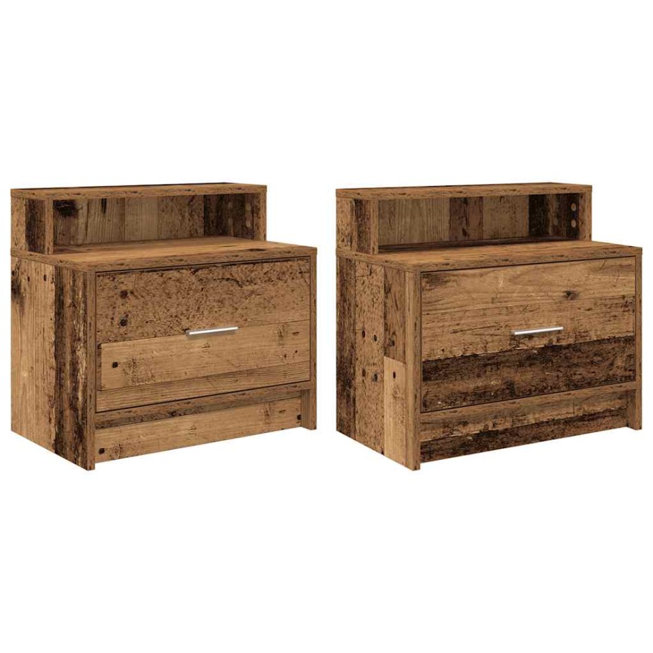 Mesillas de noche con cajón 2 uds madera vieja 51x31x47