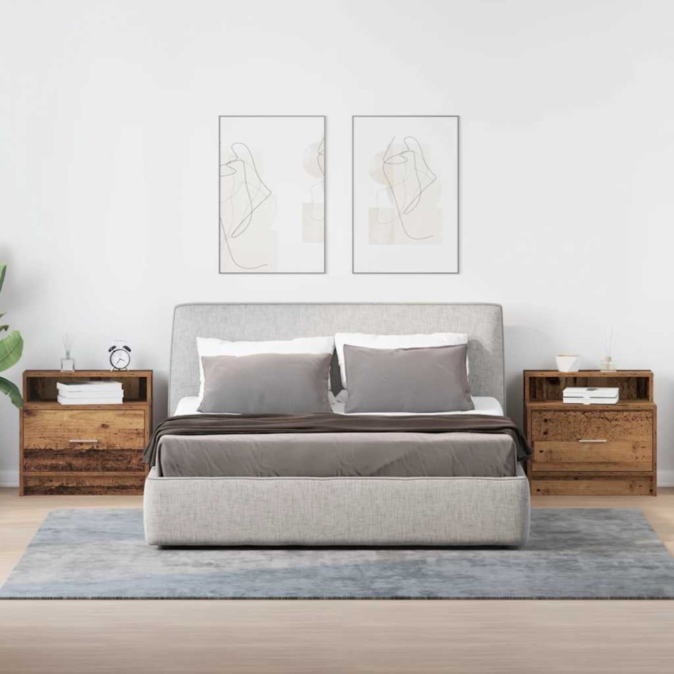 Mesillas de noche con cajón 2 uds madera vieja 51x31x47