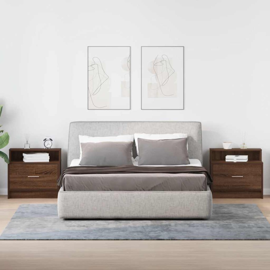 Mesillas de noche con cajón 2 uds roble marrón 51x31x47