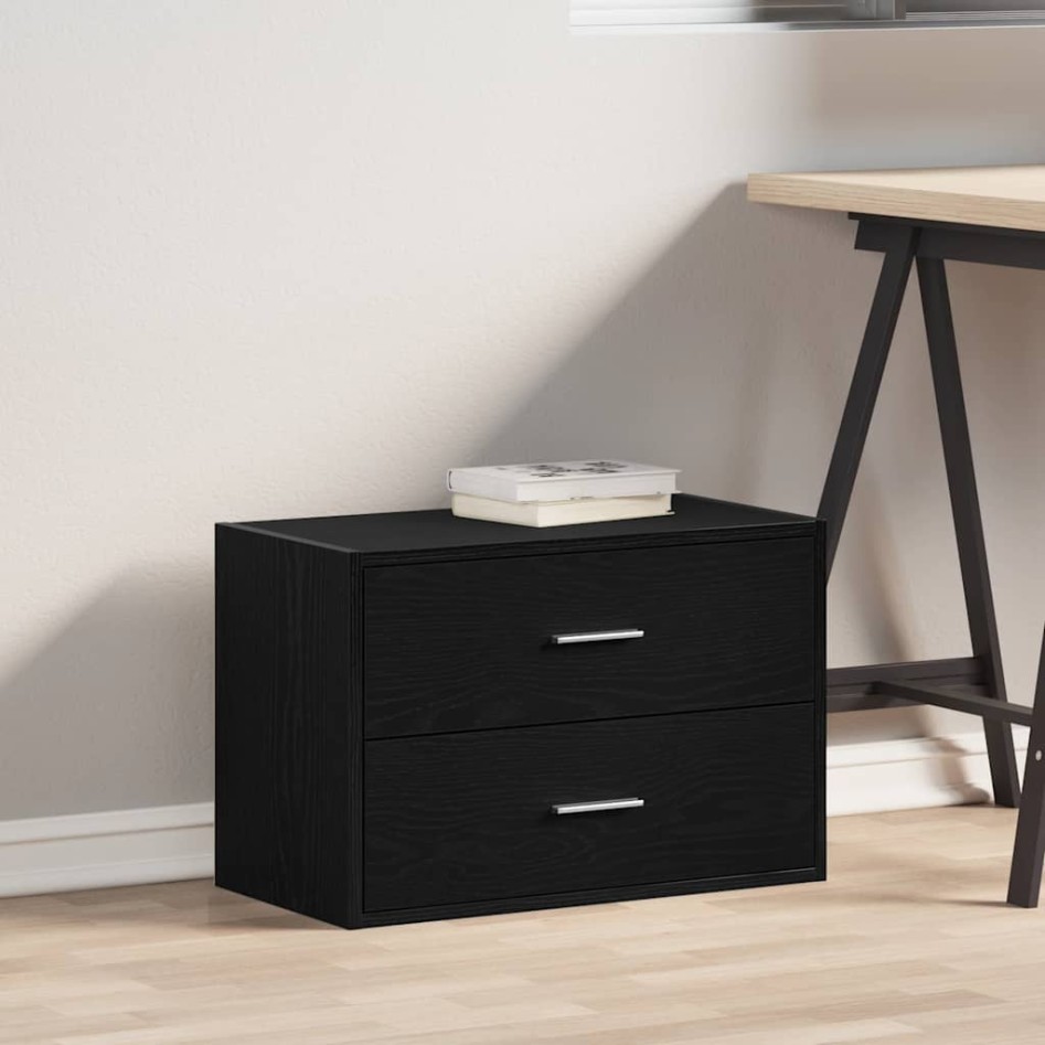 Armario con 2 cajones roble negro 60x31x40 cm madera