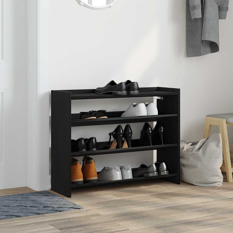Mueble zapatero madera contrachapada negro 80x25x62