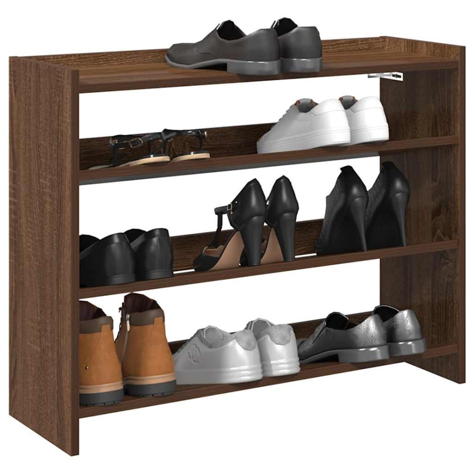 Mueble zapatero madera contrachapada marrón roble 80x25x62