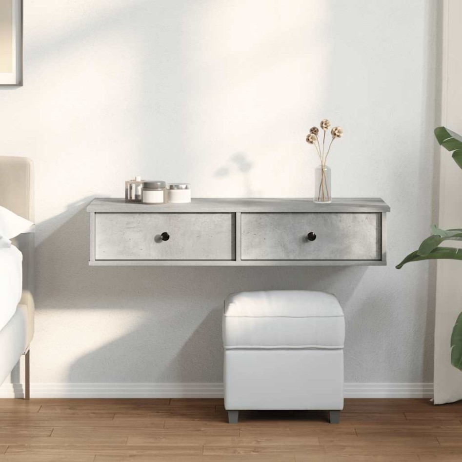 Estante de pared con cajones madera contrachapada gris