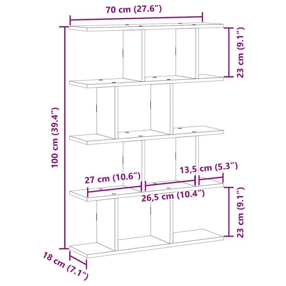 Estante cubo de pared 12 compartimentos madera gris