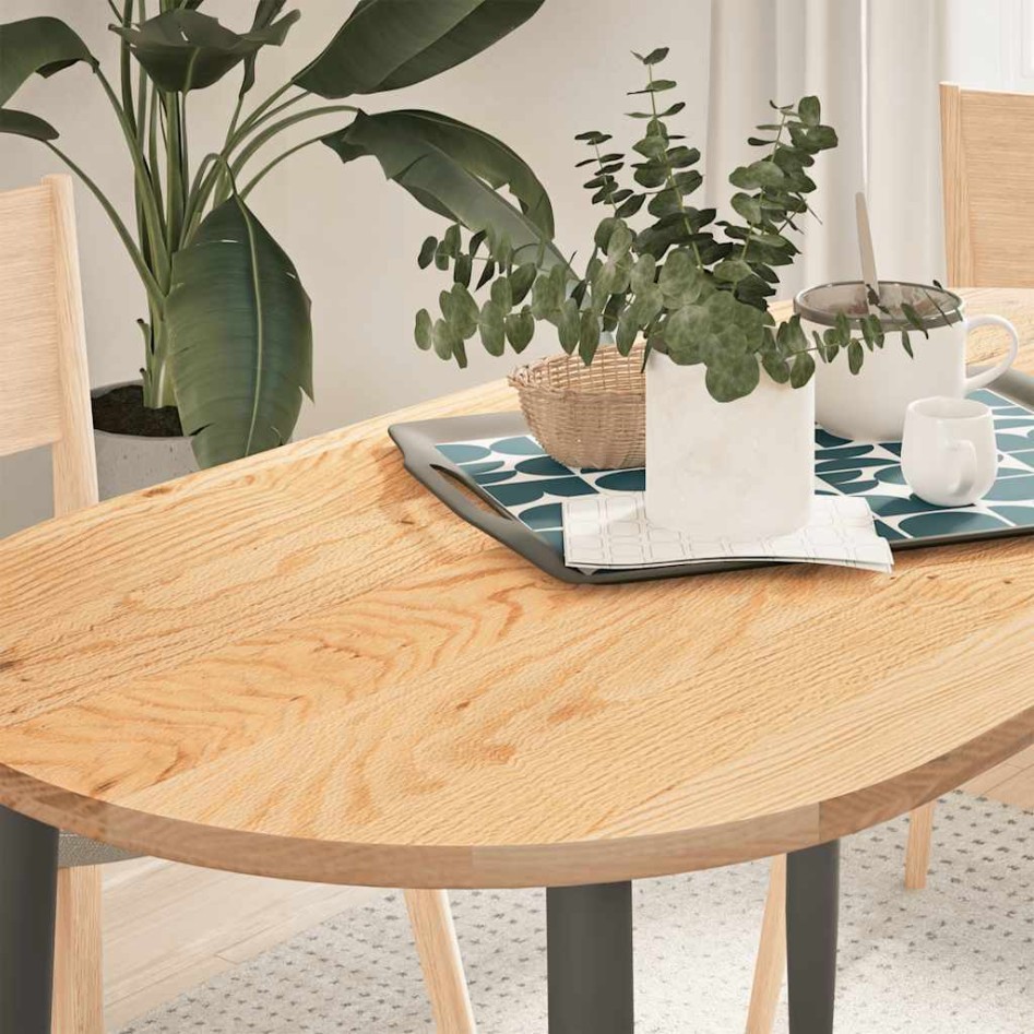 Tablero de mesa ovalado madera maciza de roble 120x60x2