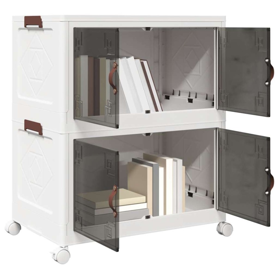 Caja de almacenaje apilable con ruedas 2niveles 75 L