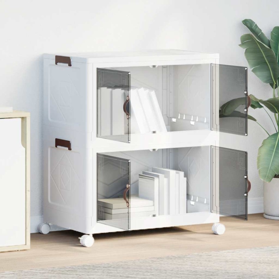 Caja de almacenaje apilable con ruedas 2niveles 75 L