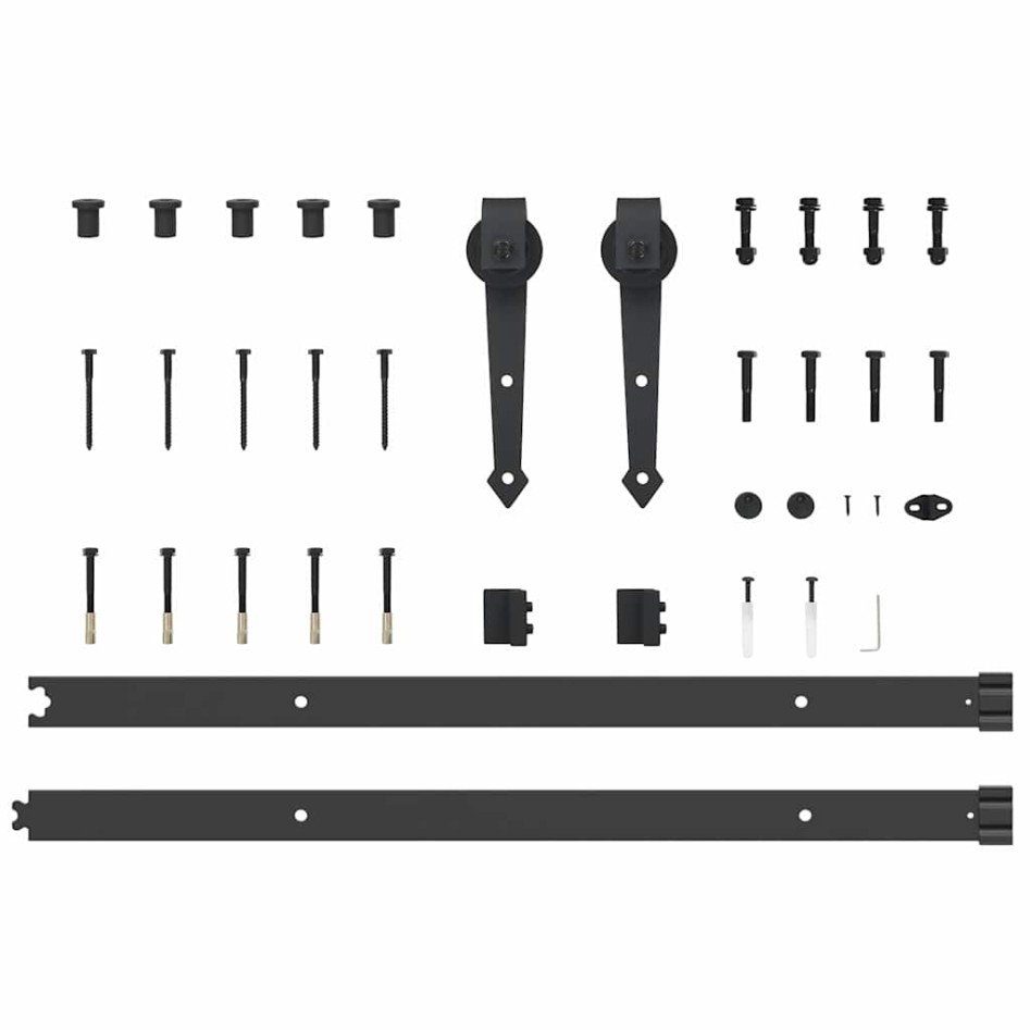 Kit de herrajes para puertas correderas acero negro 152,5