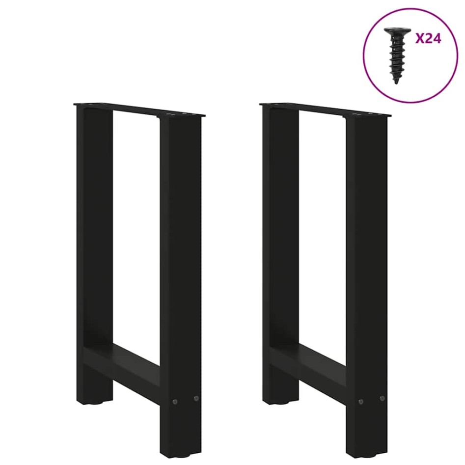 Patas de mesa de centro acero negro 2 uds 60x(72-73)