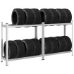Estantería de 2 capas para neumáticos 2 uds Plata 110x40x109 cm
