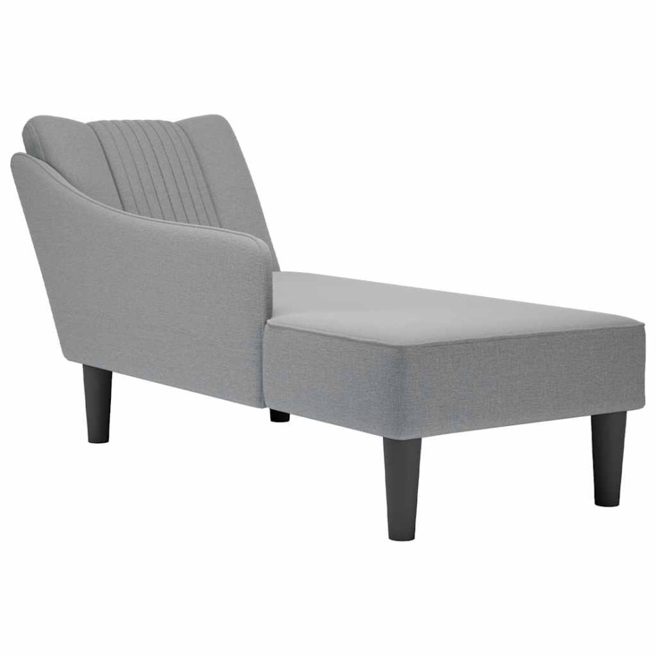 Chaise longue con reposabrazos derecho tela gris