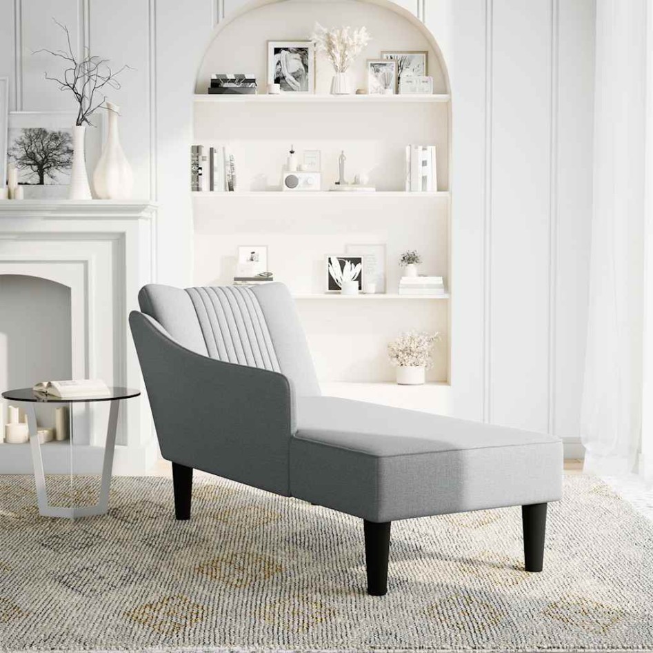 Chaise longue con reposabrazos derecho tela gris