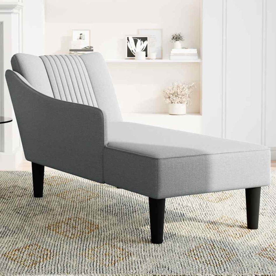 Chaise longue con reposabrazos derecho tela gris