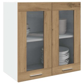 Armario de pared para cocina con puerta cristal roble