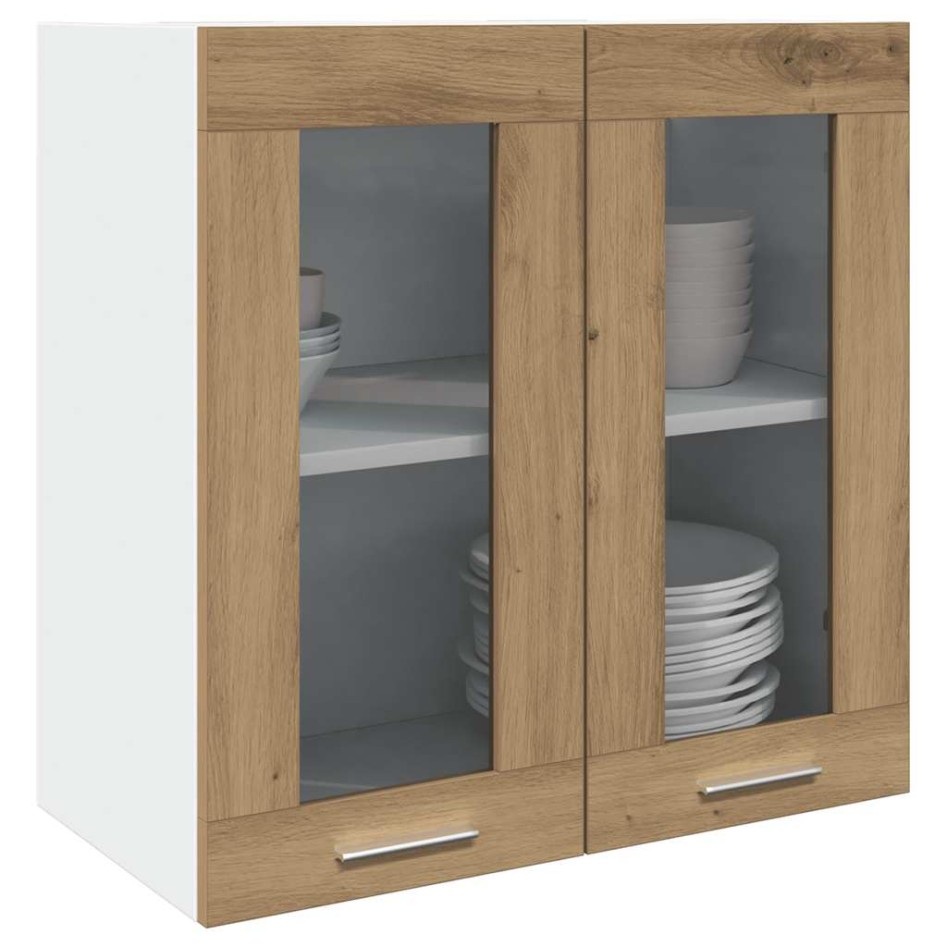 Armario de pared para cocina con puerta cristal roble