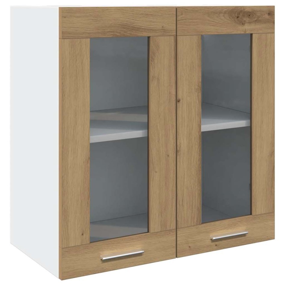 Armario de pared para cocina con puerta cristal roble