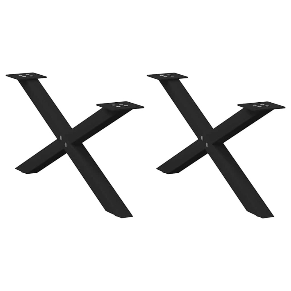 Patas de mesa de centro forma X 2uds acero negro 70x(30-31)