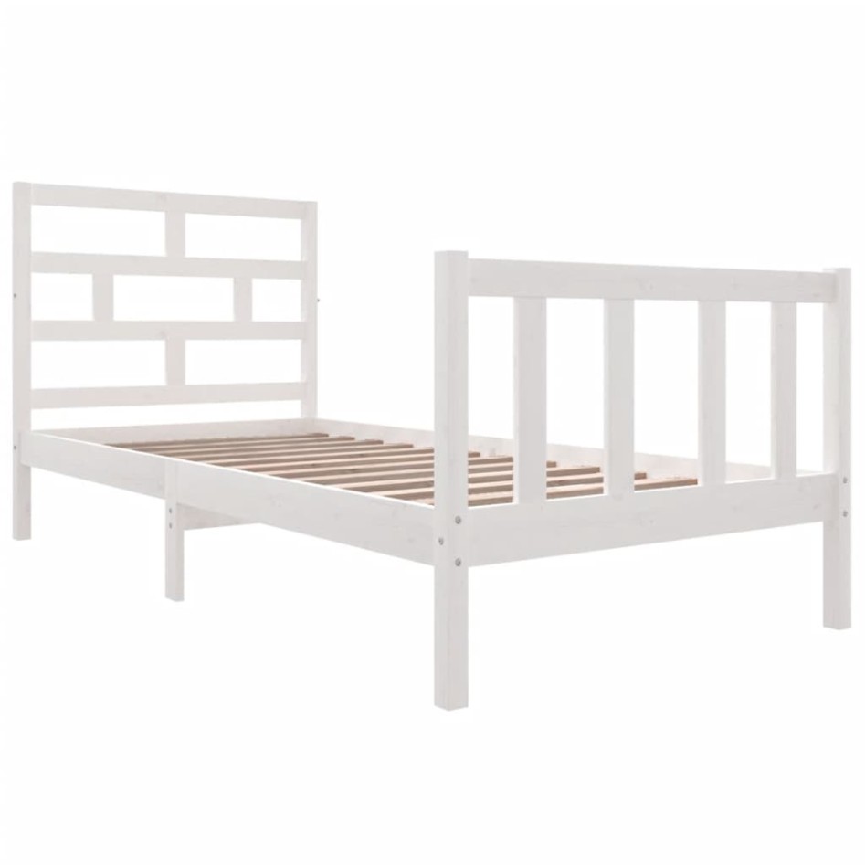 Estructura de cama madera maciza de pino blanco 90x190