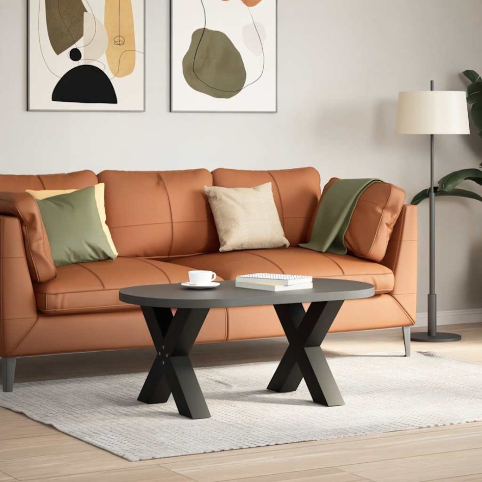 Patas de mesa de centro forma X 2uds acero negro 60x(42-43)