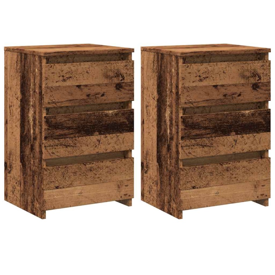 Mesitas de noche 2uds madera ingeniería envejecida