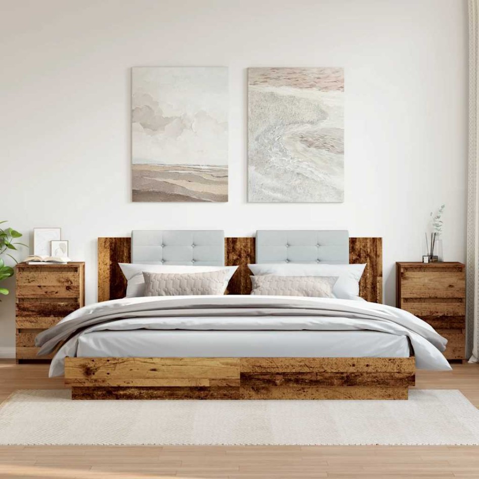 Mesitas de noche 2uds madera ingeniería envejecida