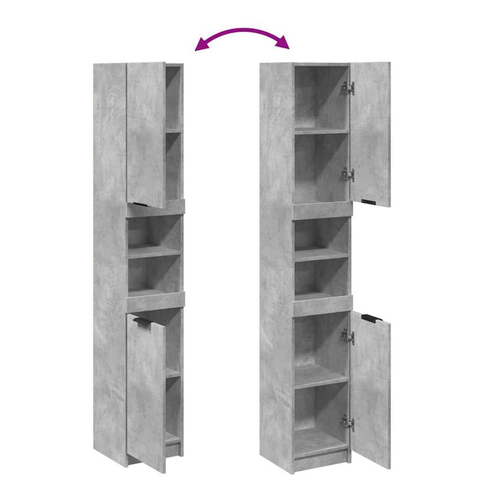 Armario de baño contrachapada gris hormigón 32x34x188,5