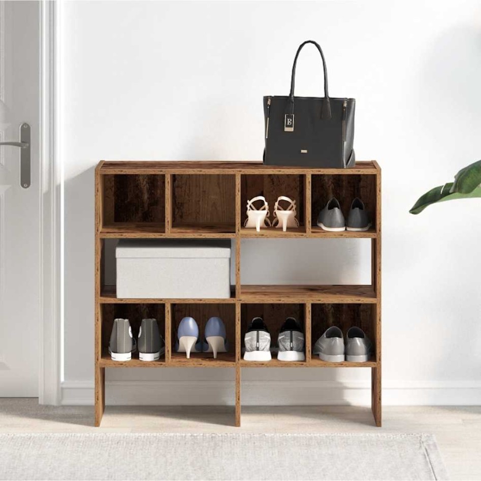 Zapateros 2 uds apilables madera vieja 89,5x30x40