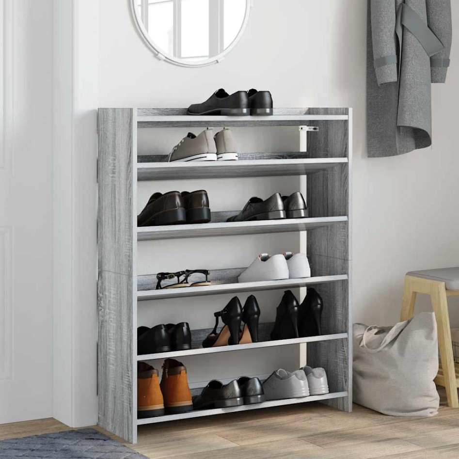 Mueble zapatero madera contrachapada gris sonoma 80x25x100