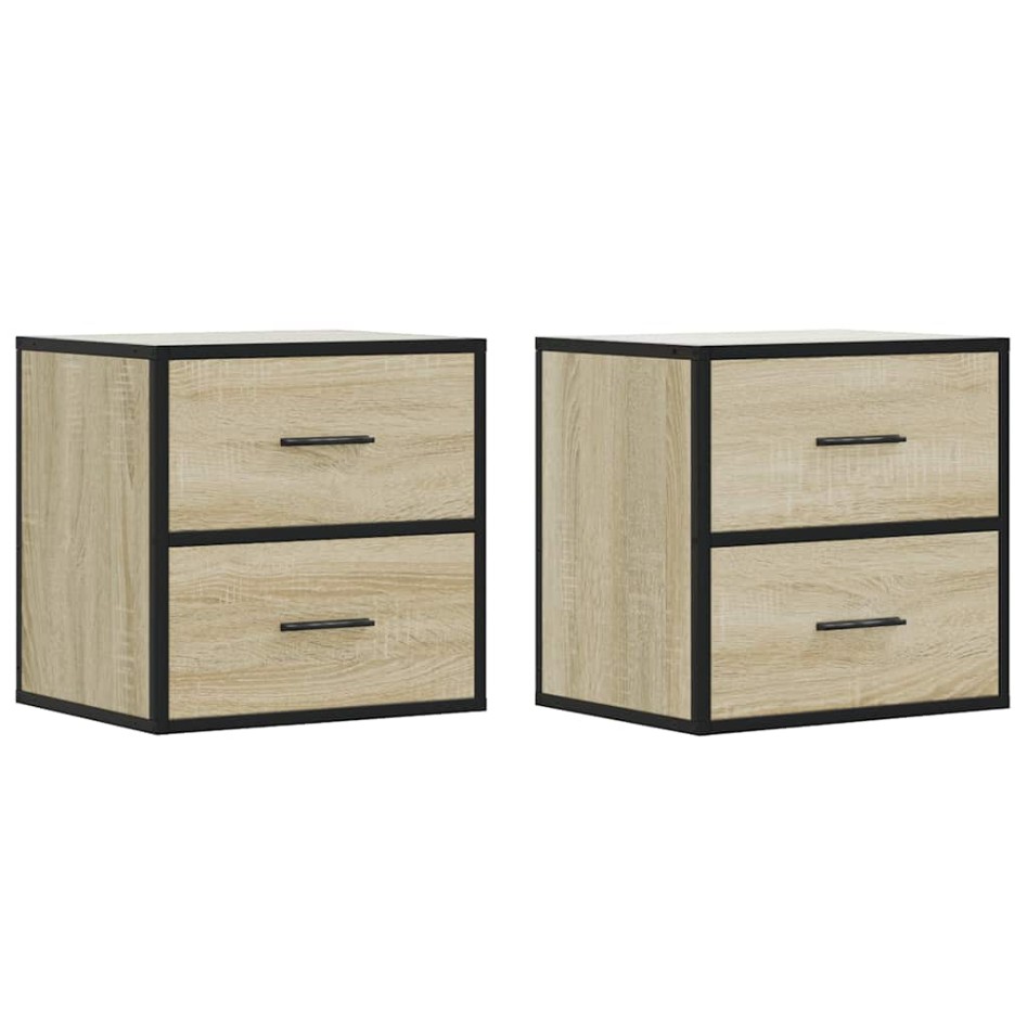 Mesitas de noche de pared 2 unidades roble Sonoma 40x31x39,5