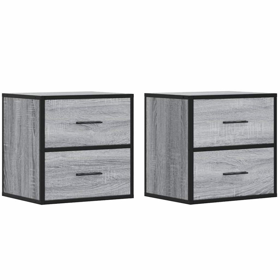 Mesitas de noche de pared 2 unidades gris sonoma 40x31x39,5