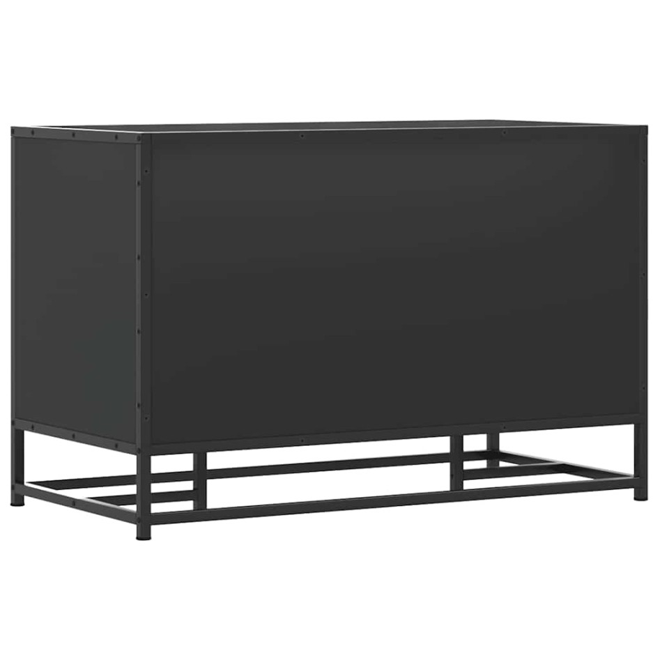 Banco zapatero madera de ingeniería y metal negro 80x40x53,5