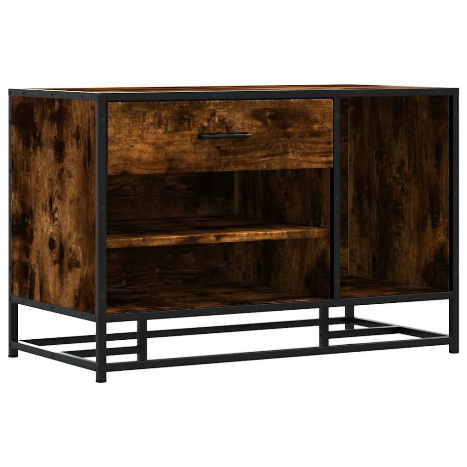 Banco zapatero madera de ingeniería roble ahumado 80x40x53,5