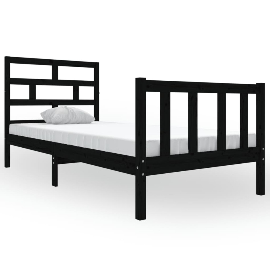 Estructura de cama madera maciza de pino negro 90x200