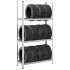 Estantería de 3 capas para neumáticos 2 uds plata 110x40x200