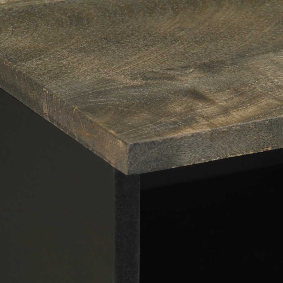 Mesita de noche de madera maciza de mango negra 40x33x46