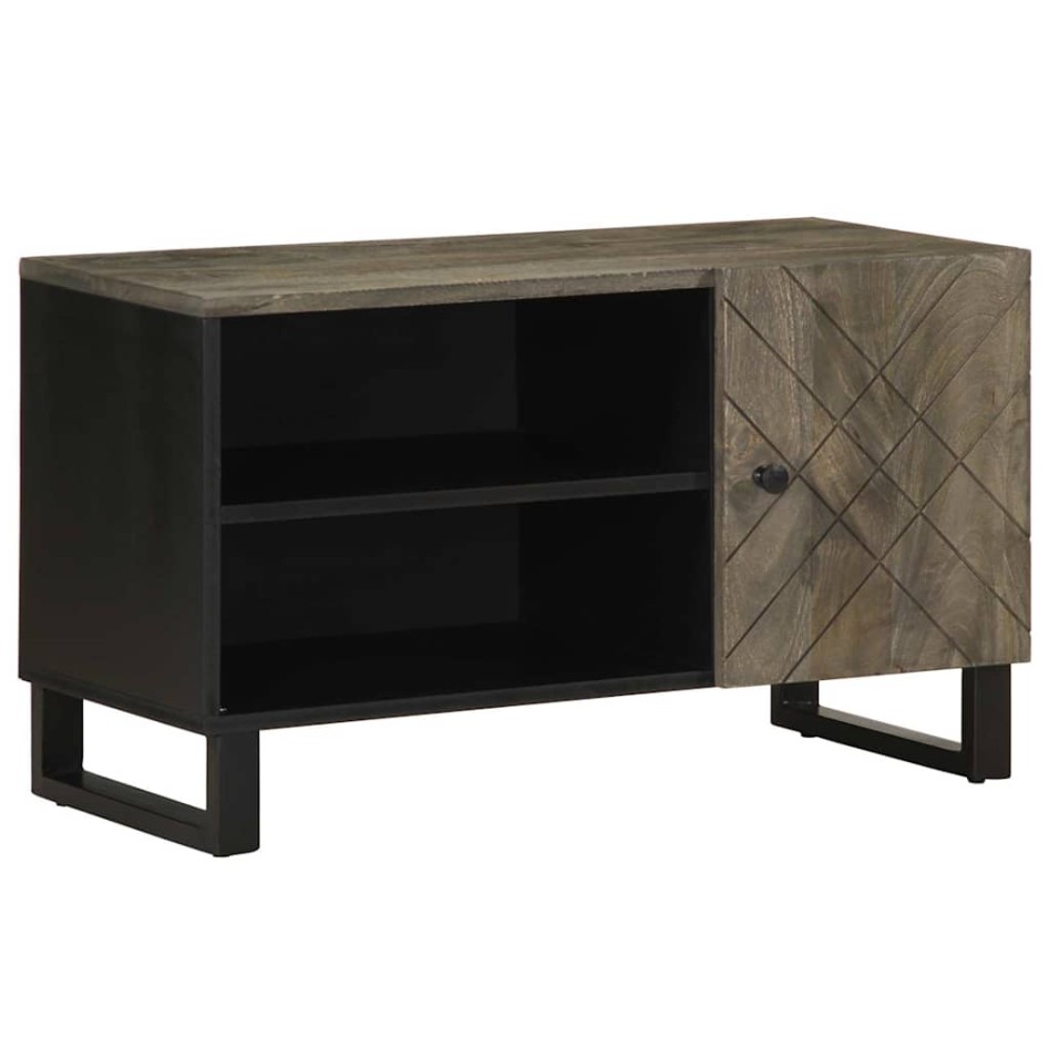 Mueble de TV madera maciza de mango negro 80x33x46