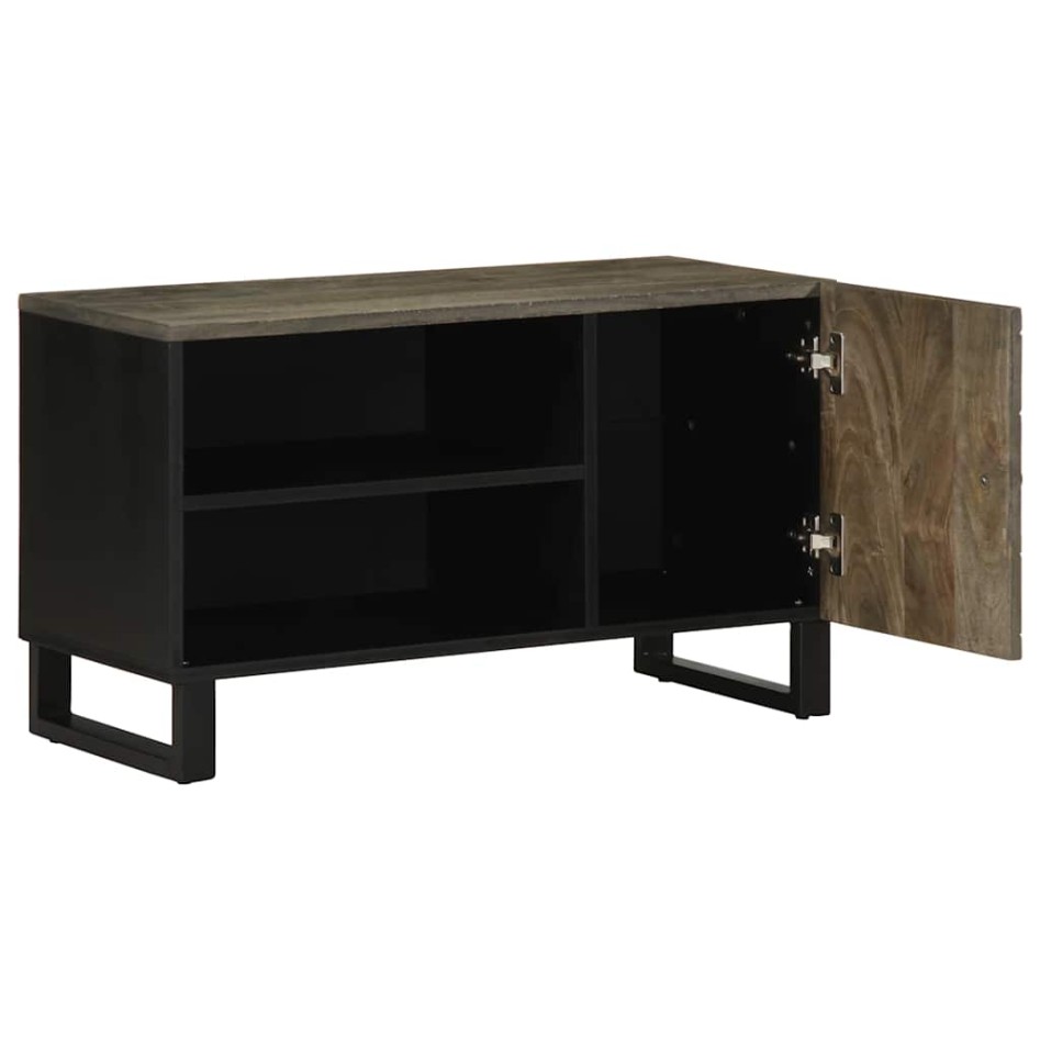 Mueble de TV madera maciza de mango negro 80x33x46