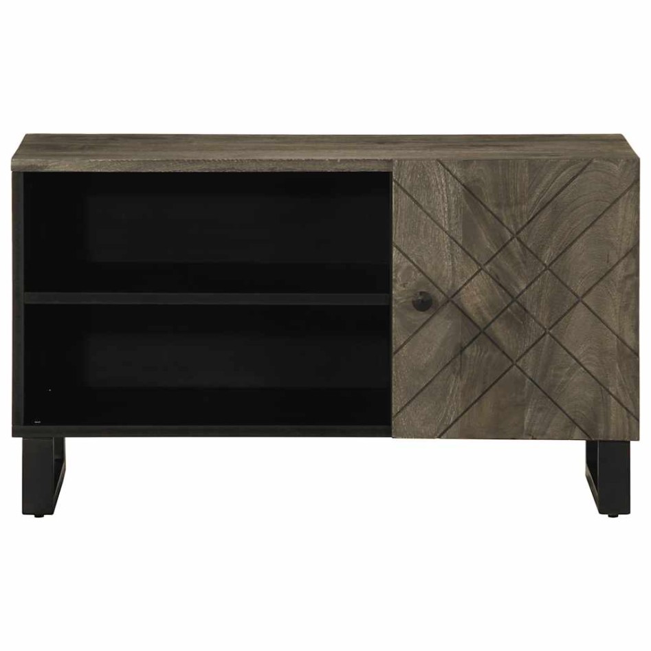 Mueble de TV madera maciza de mango negro 80x33x46