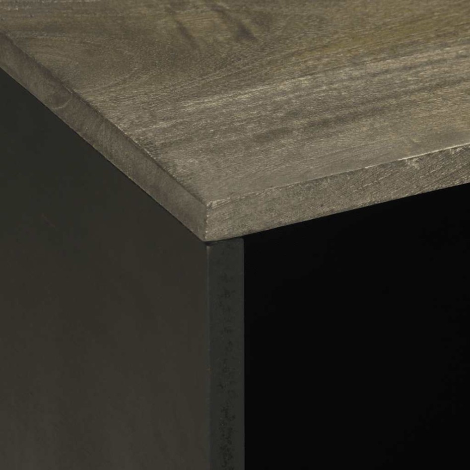 Mueble de TV madera maciza de mango negro 80x33x46
