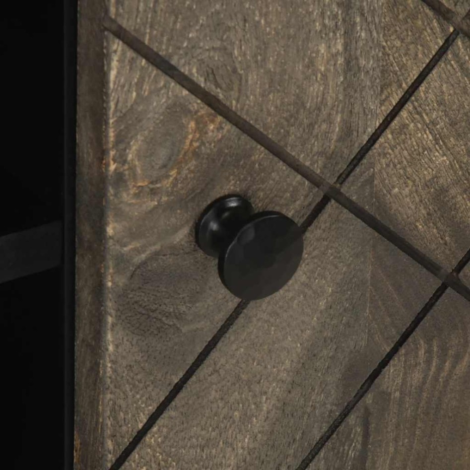 Mueble de TV madera maciza de mango negro 80x33x46