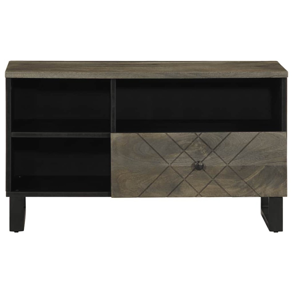 Mueble de TV madera maciza de mango negro 80x33x46
