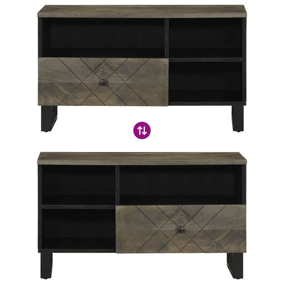 Mueble de TV madera maciza de mango negro 80x33x46