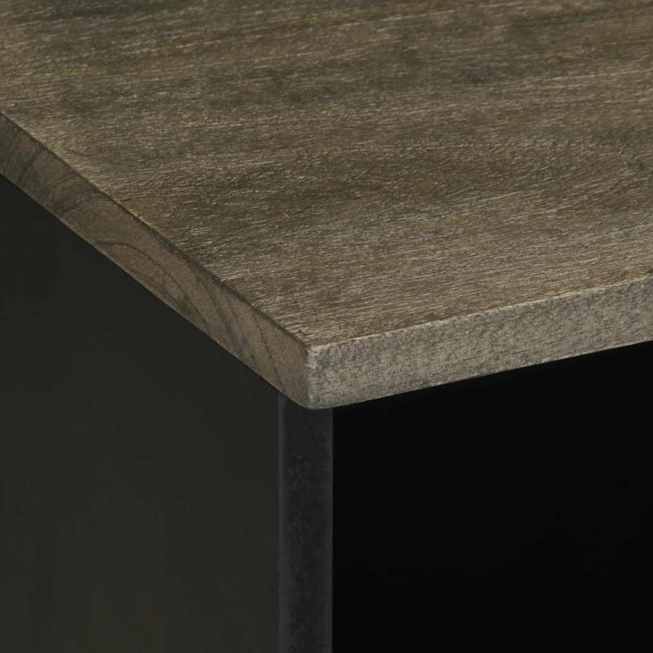Mueble de TV madera maciza de mango negro 80x33x46