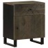 Mesita de noche madera maciza de mango negra 50x33x60